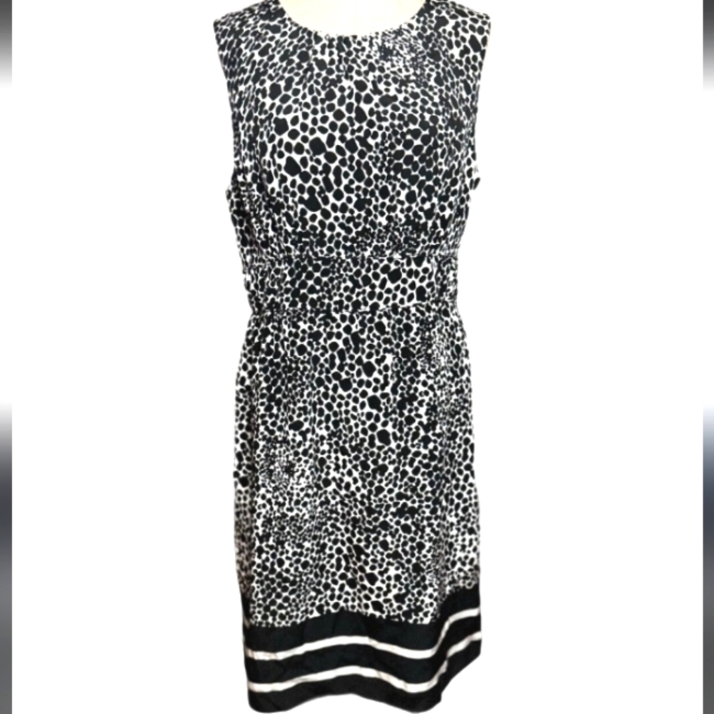 CYNTHIA ROWLEY Silk dress black white print. 8